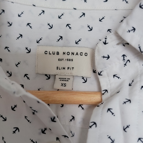 Club Monaco Mens X-Small Shirt - Anchor Print - Picture 3 of 3